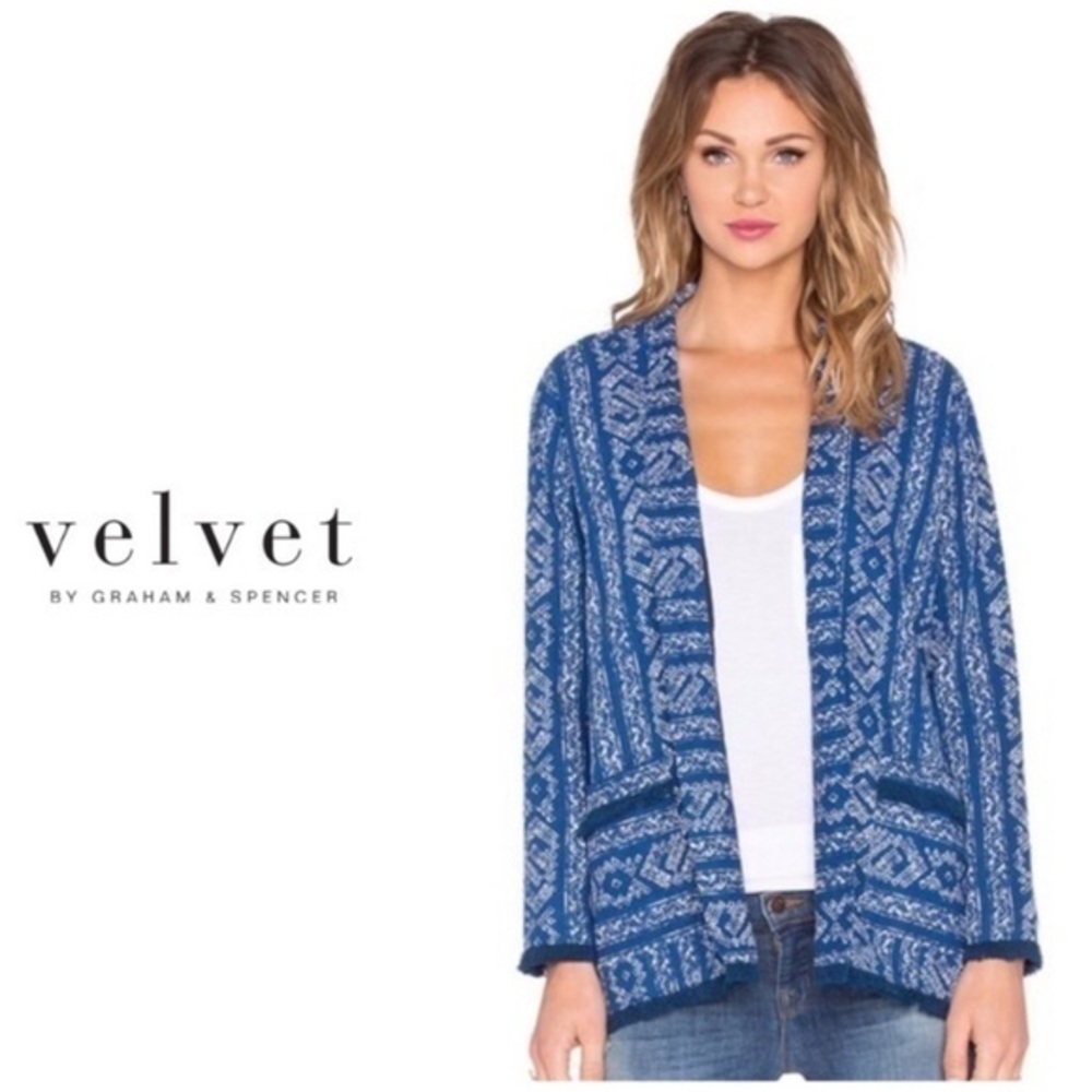 Velvet By Graham & Spencer Anya Boho Texture Front Pocket Cardigan Size Small
